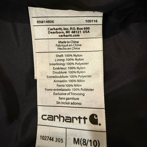 Carhartt Amoret Women’s Quilted Flannel Lined Coat Rain Defender Hooded Green M - Picture 14 of 15